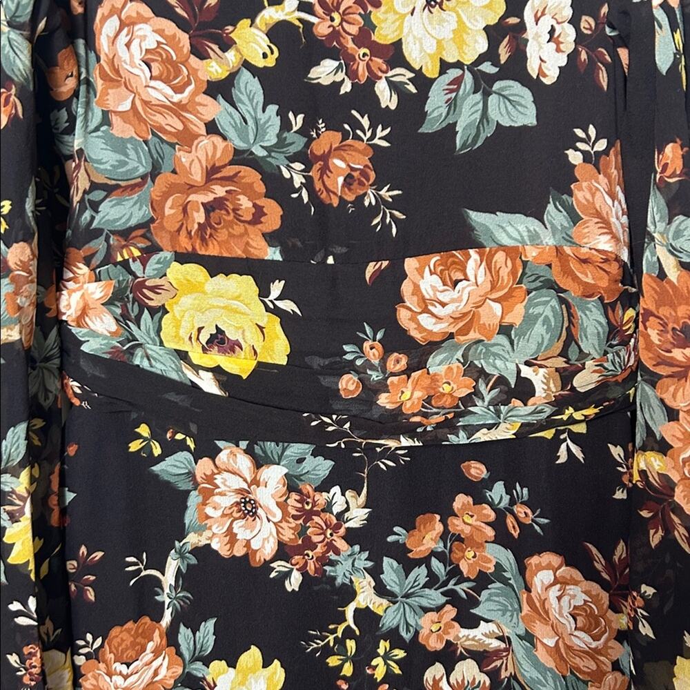 Veronica Beard Avani brown floral silk bias cut maxi dress with slit EUC - Picture 13 of 16